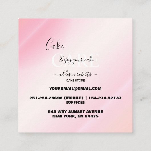 Moderne roze Gold Waterverf Vierkante Visitekaartje (Achterkant)