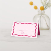 Moderne Roze Golfbreker Frame Trouw Plaatskaartje (Voorkant)