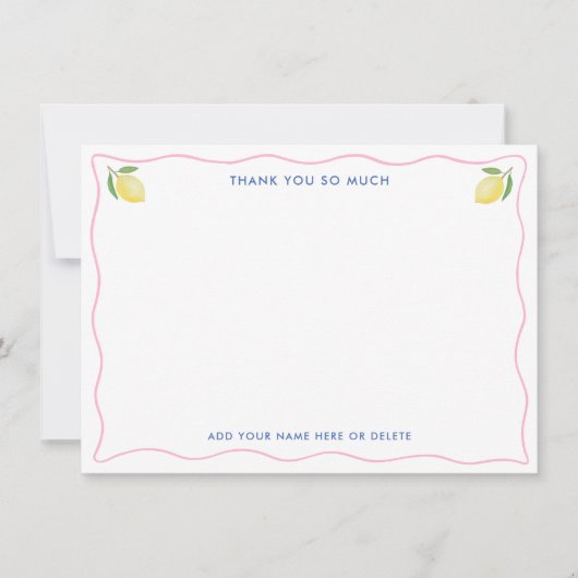 Moderne Roze Golflijn Citroenen Bruidsdiner Bedankkaart (Voorkant)