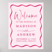 Moderne Roze Golfreameworking Huwelijksbegroeting Poster (Voorkant)