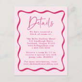 Moderne Roze Golvende Lijst bruiloft Details Informatiekaartje (Voorkant)