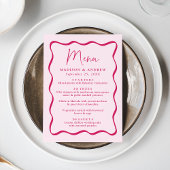 Moderne Roze Golvende Lijst Bruiloft Menu