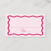 Moderne Roze Golvende Lijst Bruiloft Plaatskaartje (Voorkant)