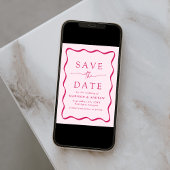 Moderne Roze Golvende Lijst Bruiloft Save The Date