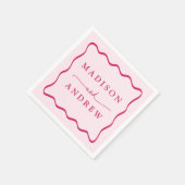 Moderne Roze Golvende Lijst Bruiloft Servet (Hoek)