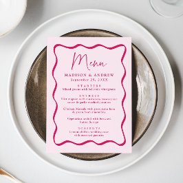 Moderne Roze Golvende Lijst Huwelijk Menu