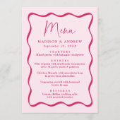 Moderne Roze Golvende Lijst Huwelijk Menu (Voorkant)