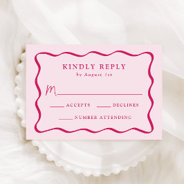 Moderne Roze Golvende Lijst Trouwfeest RSVP Kaartje