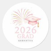 Moderne Roze Goud 2026 Afgestudeerd Ronde Sticker (Voorkant)
