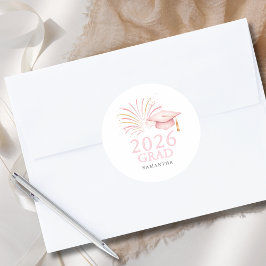 Moderne Roze Goud 2026 Afgestudeerd Ronde Sticker