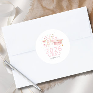 Moderne Roze Goud 2026 Afgestudeerd Ronde Sticker
