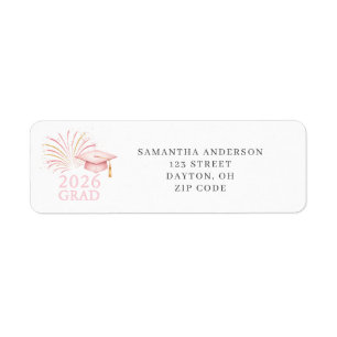 Moderne Roze Goud 2026 Afstudeer Retouradres Etiket