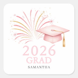 Moderne Roze Goud 2026 Grad Vierkante Sticker