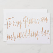 Moderne Roze Goud Aan mijn bruidegom op onze trouw Kaart (Voorkant)