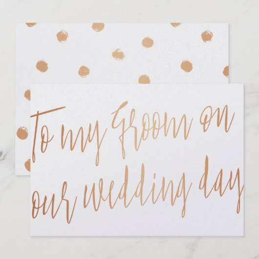 Moderne Roze Goud Aan mijn bruidegom op onze trouw Kaart (Voorkant / Achterkant)