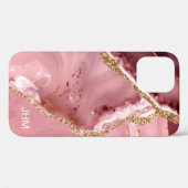 Moderne Roze Goud Agaat Case-Mate iPhone Case (Achterkant (horizontaal))