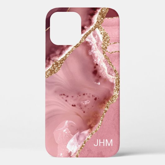 Moderne Roze Goud Agaat Case-Mate iPhone Case (Achterkant)