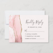 Moderne Roze Goud Agaat Huwelijk RSVP Kaartje (Voorkant)
