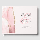 Moderne Roze Goud Agaat Script Gastenboek (Voorkant)
