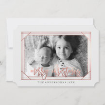 Moderne Roze Goud Art Deco | Kerst Fotokaart