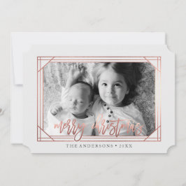 Moderne Roze Goud Art Deco | Kerst Fotokaart Feestdagenkaart