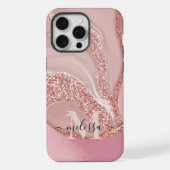 Moderne Roze Goud Chic Glitter Monogram iPhone Hoesje (Achterkant)