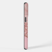 Moderne Roze Goud Chic Glitter Monogram iPhone Hoesje (Rechterkant)