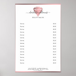 Moderne Roze Goud Diamanten Prijslijst Poster