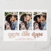 Moderne Roze Goud Folie Marmer Save the Date Uitnodiging (Voorkant)