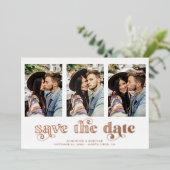 Moderne Roze Goud Folie Marmer Save the Date Uitnodiging (Staand Voorkant)