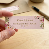 Moderne Roze Goud Glitters Bloemen Etiket