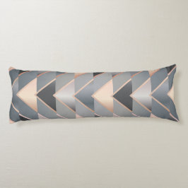 Moderne Roze Goud & Grijs Geometrisch Chevron Lichaamskussen