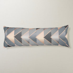 Moderne Roze Goud & Grijs Geometrisch Chevron Lichaamskussen