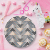 Moderne Roze Goud & Grijs Geometrisch Chevron Papieren Bordje (Feest)