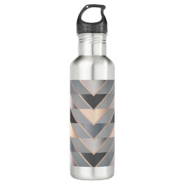 Moderne Roze Goud & Grijs Geometrisch Chevron Waterfles