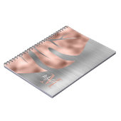 Moderne Roze Goud Grijze Monogram Notitieboek (Linkerzijde)