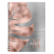 Moderne Roze Goud Grijze Monogram
