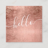 Moderne Roze Goud Hello Script Vierkante Make-up H Visitekaartje (Voorkant)