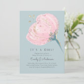 Moderne Roze Goud Het is een meisje Baby Shower Kaart (Staand voorkant)