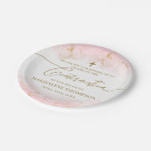 Moderne Roze Goud Kruis Meisje Bevestiging Papieren Bordje (Gekanteld)