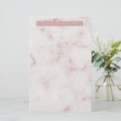 Moderne Roze Goud Marmer Briefpapier (Staand voorkant)