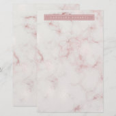 Moderne Roze Goud Marmer Briefpapier (Voorkant / Achterkant)