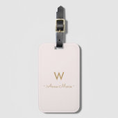 Moderne Roze Goud Minimalistische Monogram Bagagelabel (Voorkant (verticaal))