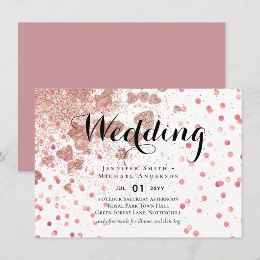 Moderne Roze Goud Modieuze Budget Bruiloft (Voorkant / Achterkant)