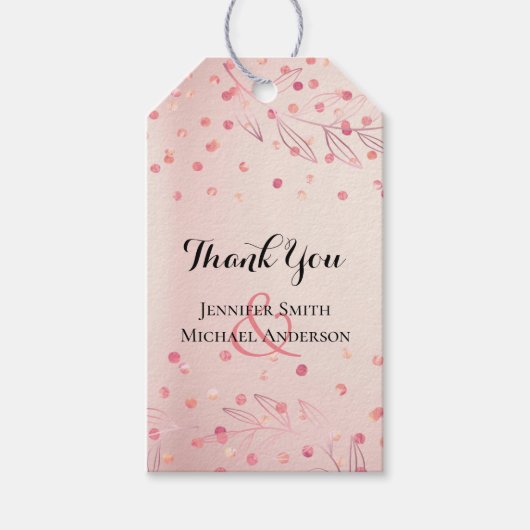 Moderne Roze Goud Modieuze Budget Bruiloft Cadeaulabel (Voorkant)