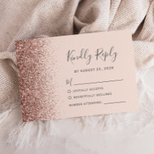 Moderne Roze Goud Nep Glitter Blush Roze RSVP Kaar