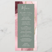 Moderne Roze Goud Sage Groen Agaat Bruiloft Menu (Voorkant)