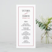 Moderne Roze Goud Schrift Minimaal Huwelijk Menu (Staand voorkant)