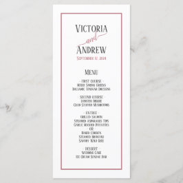 Moderne Roze Goud Schrift Minimaal Huwelijk Menu