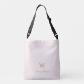 Moderne Roze Goud Schrift Monogram Crossbody Tas (Achterkant)